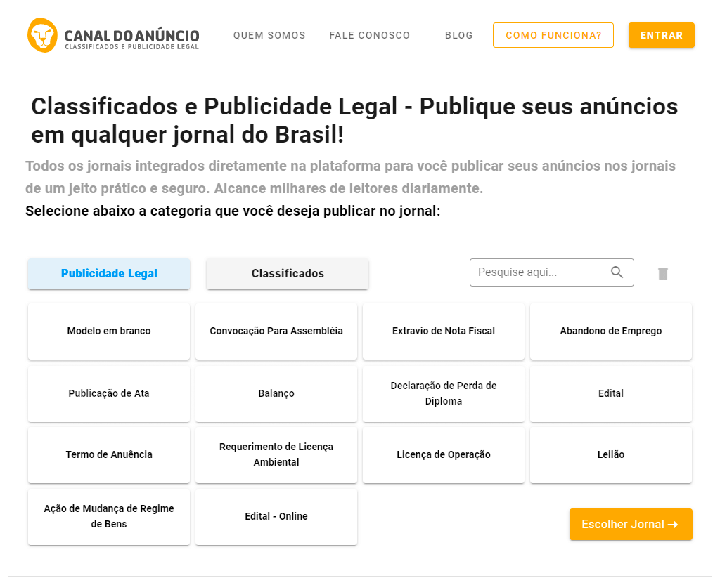 Tipos de publicidade legal